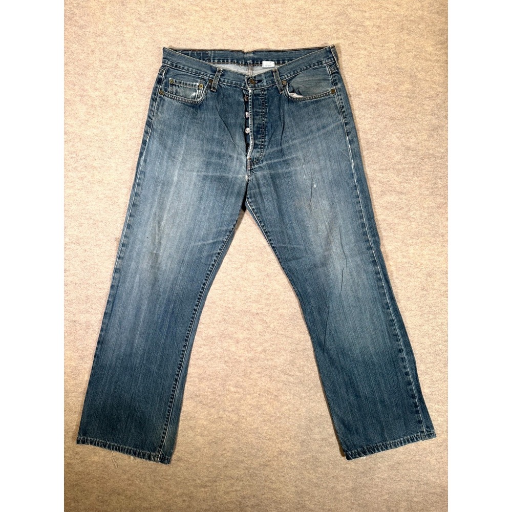 Levis 501‎ Straight Fit Jeans Men 36x36 Blue Denim Cotton Button Fly Mid Rise
